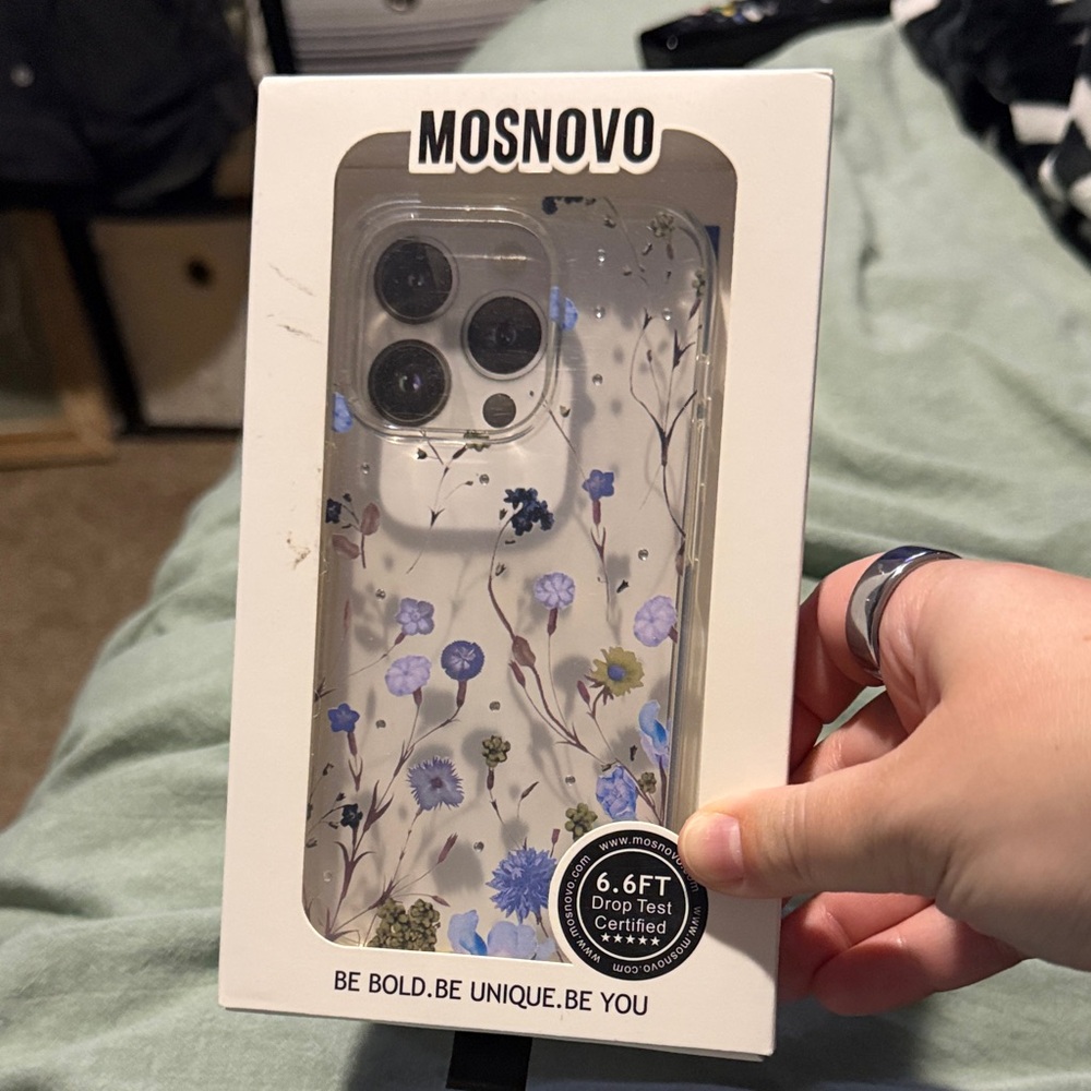 Floral Clear Phone Case - Blue and Purple